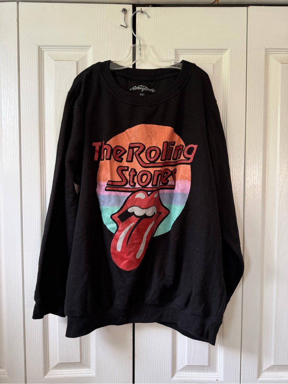 The Rolling Stones Black Crewneck Oversized Fit Sweatshirt